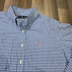 Ralph Lauren Gingham Oxford 100% Cotton Long Sleeve Button Down Shirt. XL